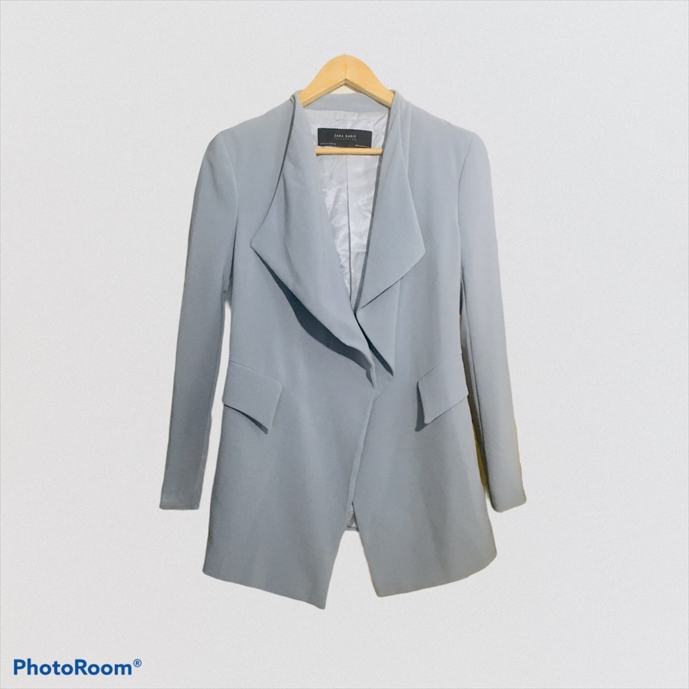 Zara Light Gray Draped Blazer